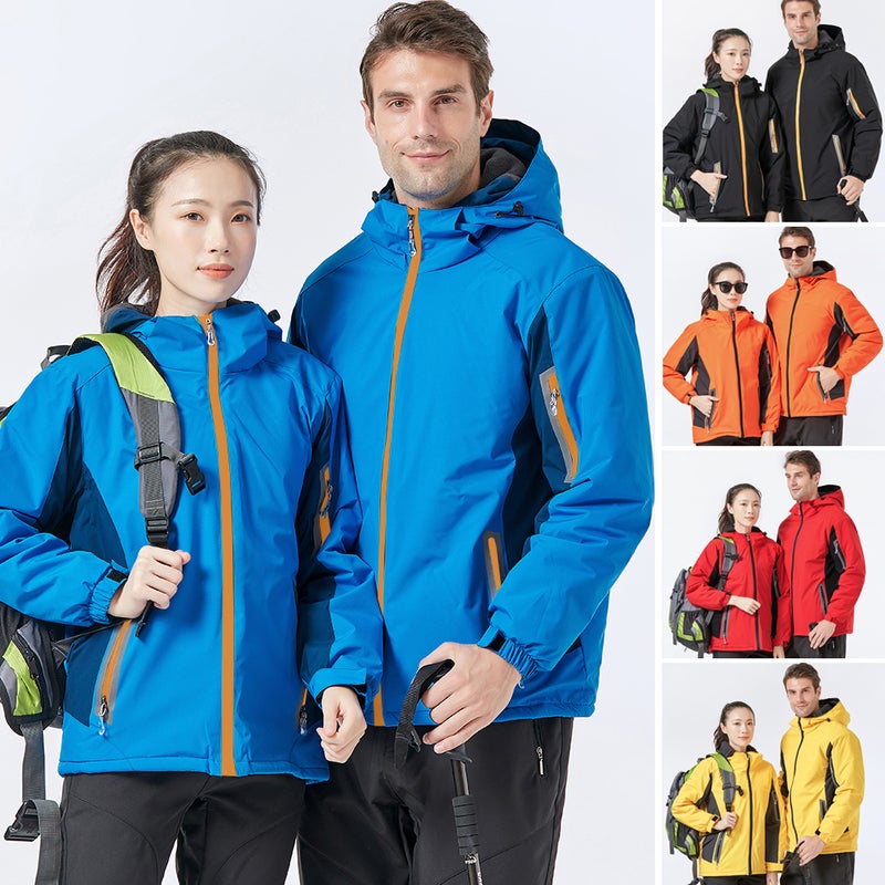 Men Women Winter Waterproof Coat Hooded Thick Windproof Breathable Warm Hiking Cycling Outdoor Raincoat - Image 2