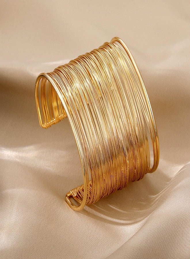 Peora Gold Plated Fancy Adjustable Cuff Bracelet Fashion Jewellery Gift for Women Girls - Image 5