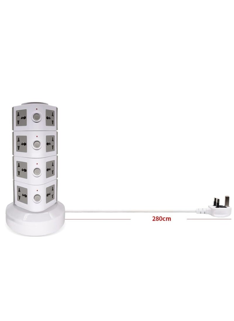 TIGER Universal Vertical Tower Power Strip – Multi-Socket (110V-250V) with 2 USB Ports, Electric Charging Station Surge Protector, 4 Layers, Suitable for Any Country – Ideal for Home, Office, Travel, and Electronics Charging  - Image 5
