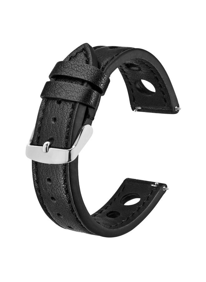 BISONSTRAP Rally Watch Bands, Shrunken Leather Watch Straps for Men, 22mm, Black with Silver Buckle  - Image 1