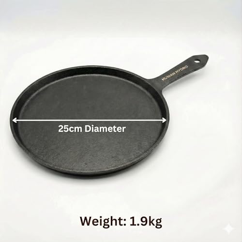 Human Hydro Cast Iron Tawa 25cm (Single Handle) with Heat-Resistant Silicone Grip | Heavy-Duty, Even-Heat | Naturally Non-Stick When Seasoned | Gas & Induction Compatible - Image 2