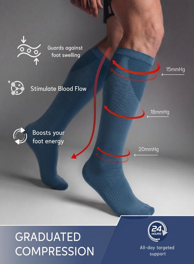 FAIRWIN Bamboo Viscose Compression Socks Men Women 3 Pairs, Knee High Soft Support for Daily Running Travel Work - Image 3