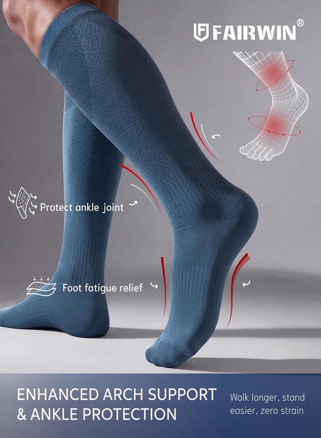 FAIRWIN Bamboo Viscose Compression Socks Men Women 3 Pairs, Knee High Soft Support for Daily Running Travel Work - Image 4