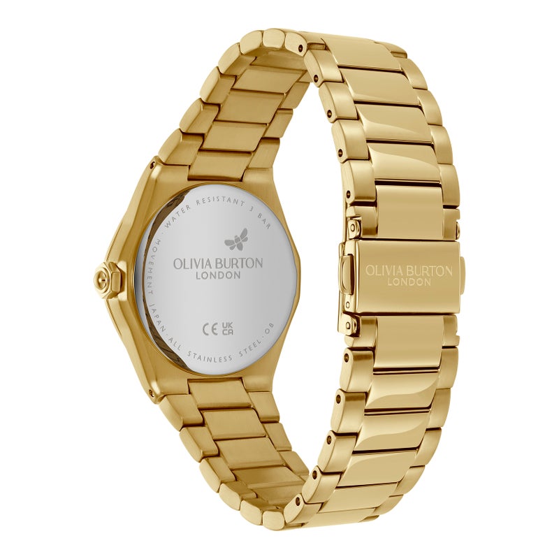 OLIVIA BURTON ساعة نسائية أنالوج بتصميم سداسي مع طلاء أيوني من الذهب رفيع بعلبة من الفولاذ - Image 2
