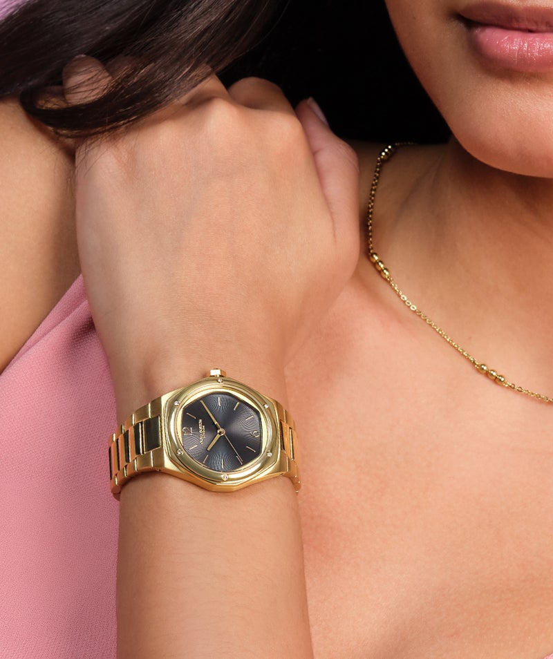 OLIVIA BURTON ساعة نسائية أنالوج بتصميم سداسي مع طلاء أيوني من الذهب رفيع بعلبة من الفولاذ - Image 5