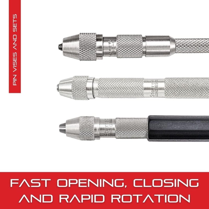 Starrett Pin Vise with Knurled Handles, Smaller Body Diameter than the Chuck, and Special Tapered Collet for Maximum Clamping Surface - 0-.040" Range - 162A - Image 4