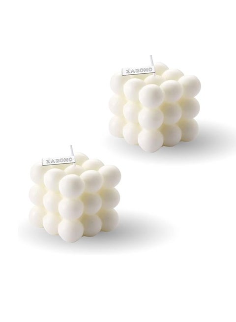 2 Pcs Bubble Candle Bubble Candles Color White Home Decoration Bright Candle Trendy Candles Handmade Cube Candle For Bedroom Bathroom Decorations Aesthetic Abstract Decor Set