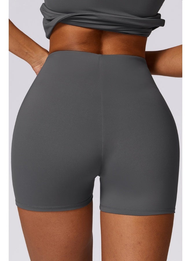 Womens High Waist Contour Workout Sport Yoga Shorts Tummy Control