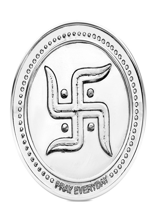 Sacred Swastik Silver Plated Coin - Auspicious Symbol of Prosperity & Good Fortune (Pack of 2)