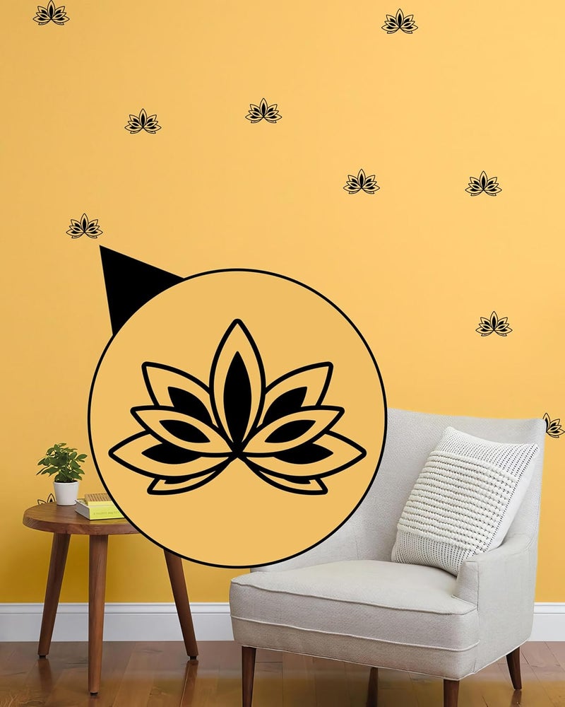 WallDesign WallDesign Lotus Pattern Black Colour Set of 60 Floral Wall Stickers for Bedroom Kids Room Hall Home Dcor Living Room 