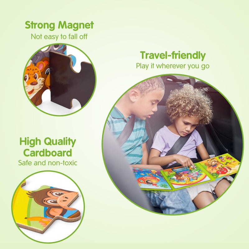 SYNARRY Magnetic Puzzles for Kids Ages 3-5, 20 Pieces Toddler Animal Puzzles for Kids Ages 4-6, Easter Basket Stuffers Gifts for Kids, Car Airplane Road Trip Activities Magnet Games Toy for Boys Girls - Image 5