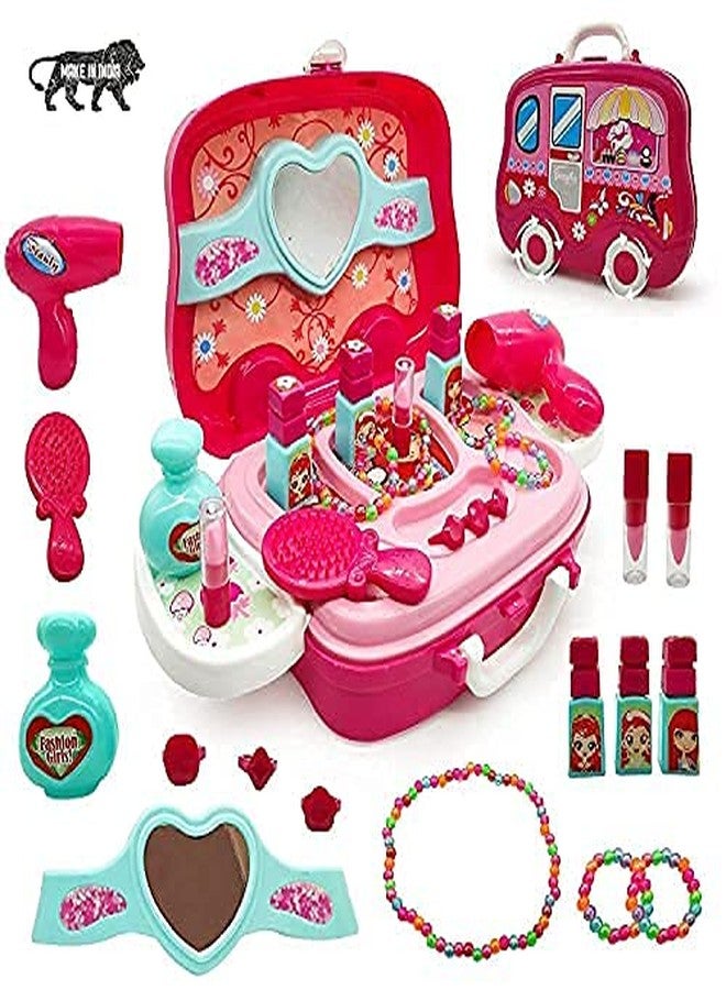 BLACKZONE Children Beauty Makeup Kit Pretend Play Fashion Set Toy with Carry case Suitcase Multi Color - Image 5