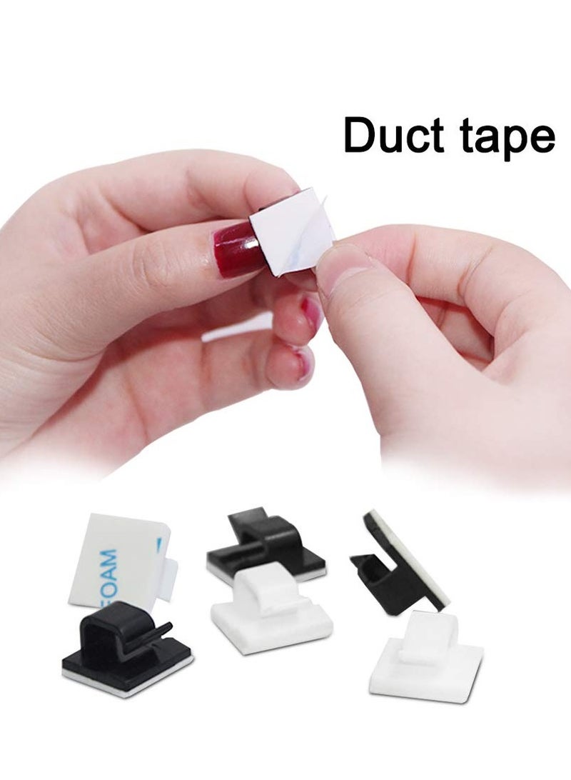 Loquat 60 Pcs Adhesive Cable Clips, Plastic Cable Cord Organizers Cable Storage Management Clip for Home Office - Black, White - Image 5