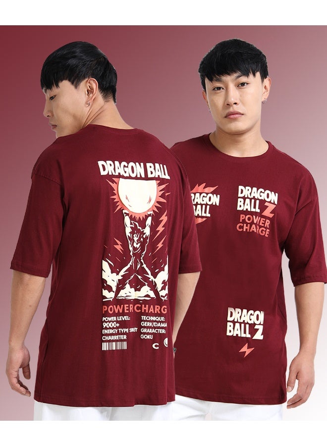 QUCO Maroon Dragon Ball Z T-Shirt for Men - Image 1
