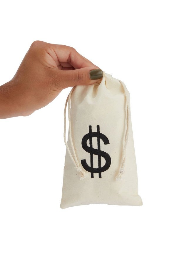 Juvale 12 Pack Dollar Sign Drawstring Gift Bags, Cowboy Pirate Theme Birthday Party Favor Canvas Pouches, 4.3 X 7 In  - Image 4