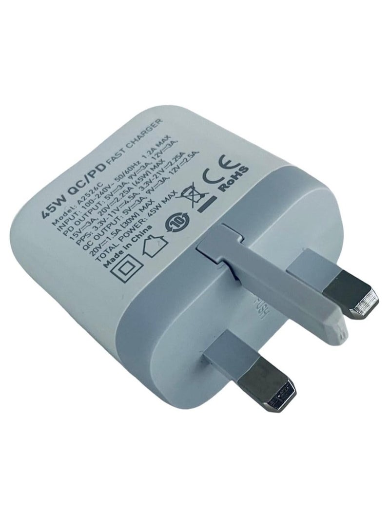 Lucky Sky 2 Ports 45W USB C GaN Charger Plug Type C PD 45W QC 3.0 Fast Wall Mains Power Delivery Adapter for Laptops and Mobile Phone. - Image 2