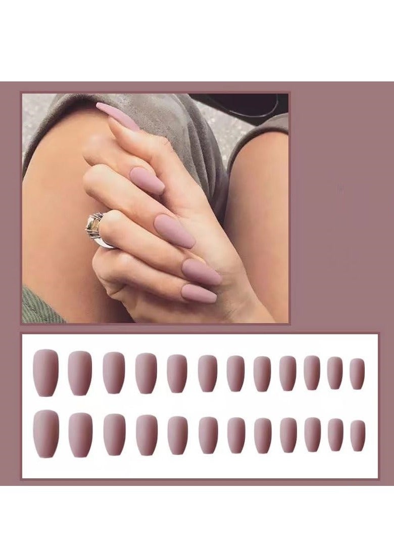 Generic Matt Fake Nail Short Full Cover - 24 Pcs - Image 1
