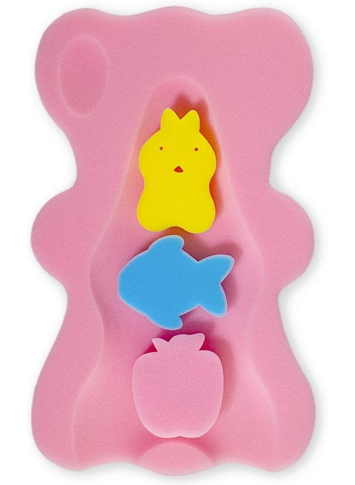 HALLO (Pink) - Soft Infant Bath Sponge Anti Bacterial And Skid Proof Baby Bath Mat Newborn Odour Free (Pink) - Image 1