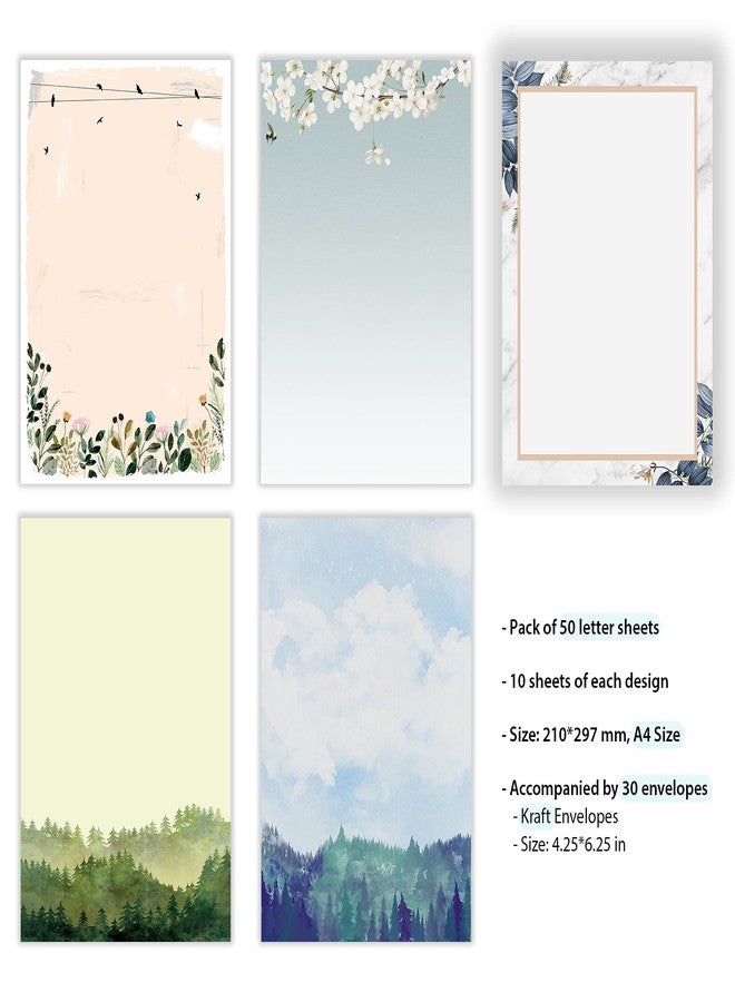 alterEgo A4 Loose Letter Stationery Paper, Pre-printed Sheets for Writing Poems, Letters and Lyrics with Complimentary Kraft Envelopes (50) - Image 2