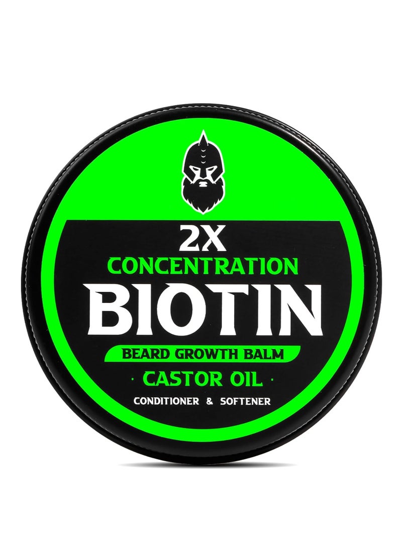 Biotin Beard Balm, 2X Thickening Biotin, with Castor Oil and Argan & Jojoba Oils, Promotes Beard Growth, Styles, Strengthens & Softens Beards & Mustaches, 2 Ounce, Vanilla, Cedar, Orange  - Image 1