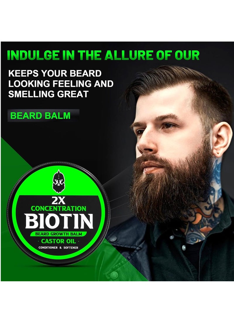 Biotin Beard Balm, 2X Thickening Biotin, with Castor Oil and Argan & Jojoba Oils, Promotes Beard Growth, Styles, Strengthens & Softens Beards & Mustaches, 2 Ounce, Vanilla, Cedar, Orange  - Image 2