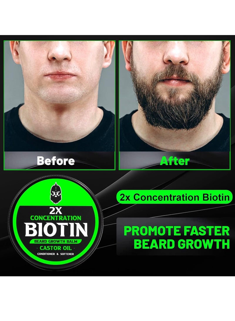 Biotin Beard Balm, 2X Thickening Biotin, with Castor Oil and Argan & Jojoba Oils, Promotes Beard Growth, Styles, Strengthens & Softens Beards & Mustaches, 2 Ounce, Vanilla, Cedar, Orange  - Image 3