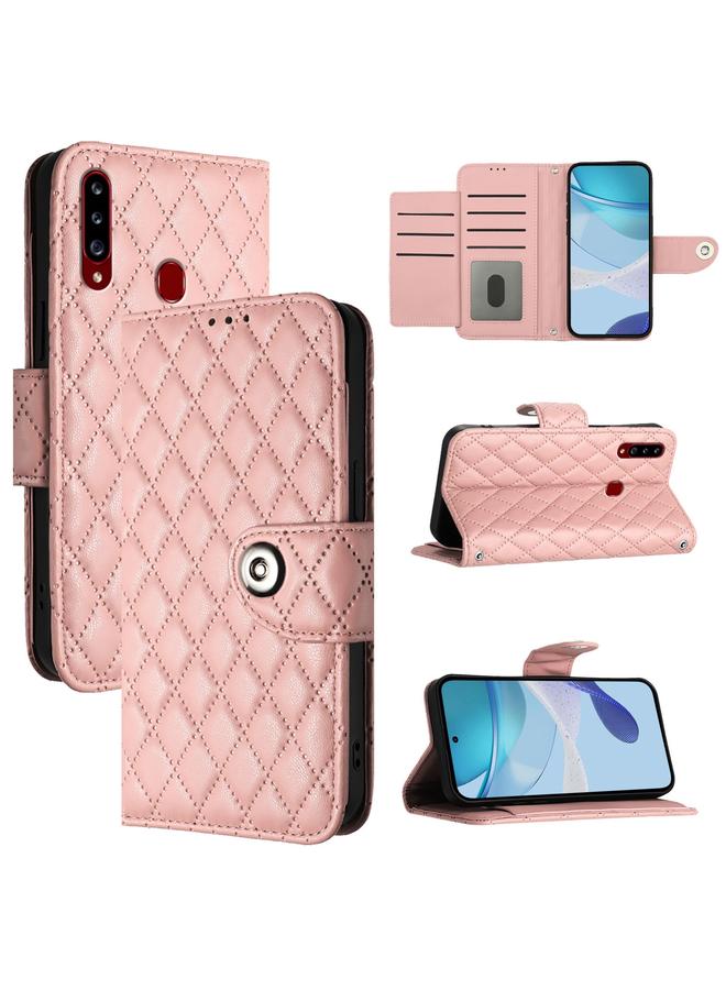 S-TOP Case For Samsung Galaxy A20s Rhombic Texture Flip Leather Phone Case with Lanyard - Image 1