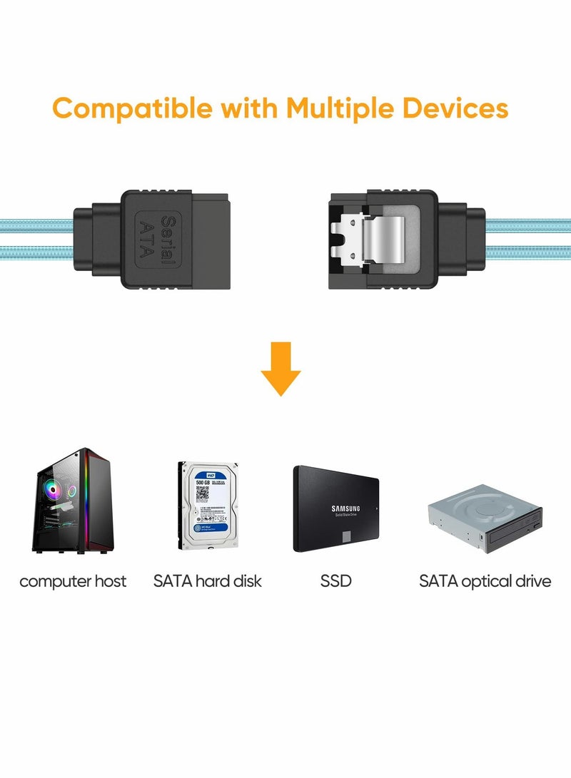 Y&D SATA III Cable, 6.0 Gbps 7PIN High Speed Data 5Pcs Female Straight to Angle with Locking Latch （1ft, Blue） - Image 5