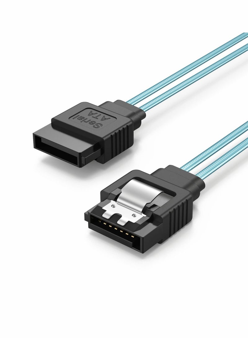 Y&D SATA III Cable, 6.0 Gbps 7PIN High Speed Data 5Pcs Female Straight to Angle with Locking Latch （1ft, Blue） - Image 1