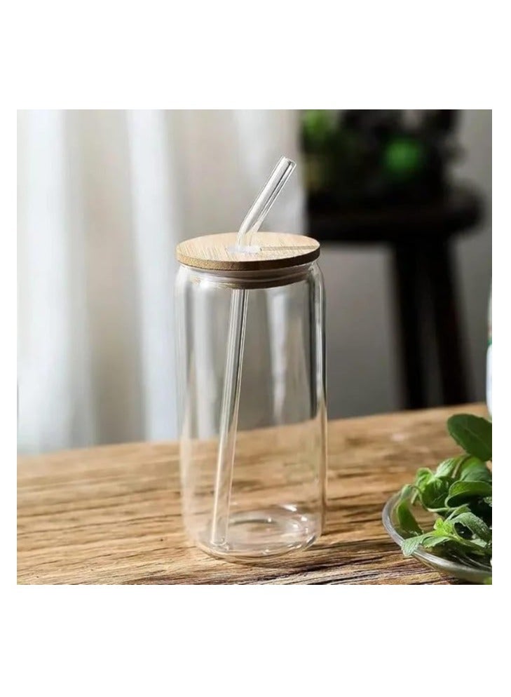 Liying 1Pcs Glass Cup with Bamboo Lid and Glass Straw 400ML Shaped Cups, Cute Cup, Ideal for Iced Coffee  - Image 5