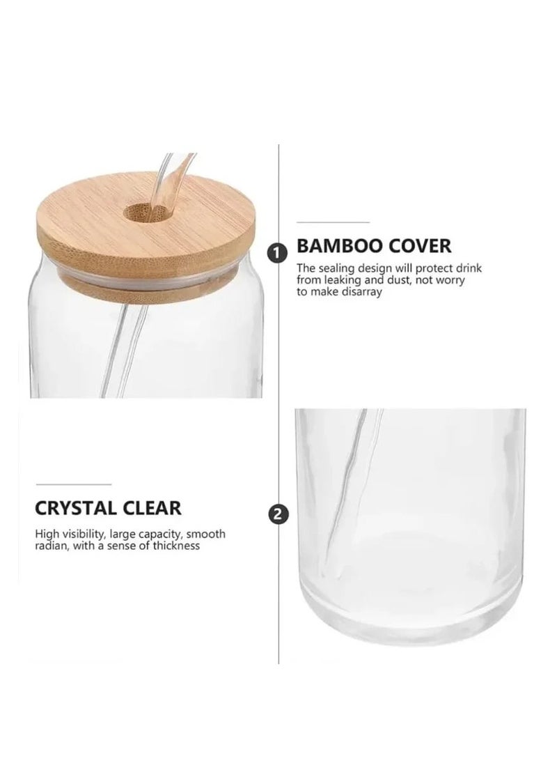 Liying 1Pcs Glass Cup with Bamboo Lid and Glass Straw 400ML Shaped Cups, Cute Cup, Ideal for Iced Coffee  - Image 4
