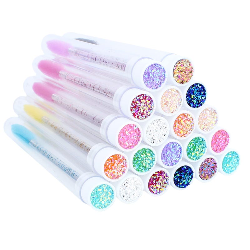 SenRocc 20 Sets Mascara Wand Tube Set Diamond Mascara Brushes Eyelash Spoolies Brush Makeup Tool Applicator Eyelash Brush Tubes Makeup Brush (Diamond-MlX) - Image 1