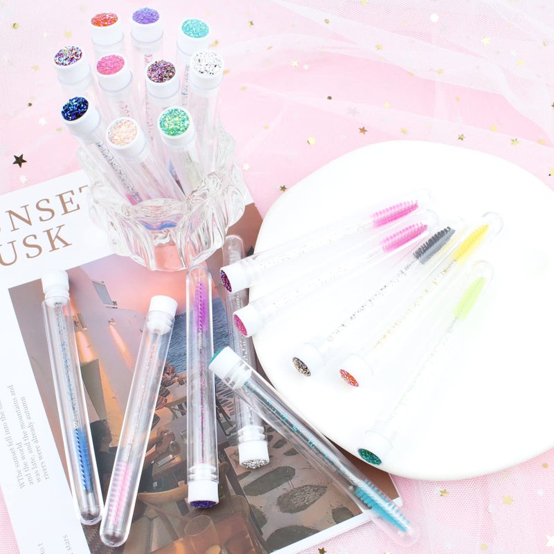 SenRocc 20 Sets Mascara Wand Tube Set Diamond Mascara Brushes Eyelash Spoolies Brush Makeup Tool Applicator Eyelash Brush Tubes Makeup Brush (Diamond-MlX) - Image 5