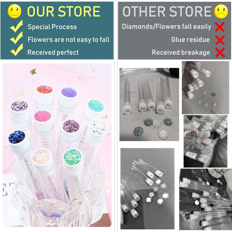 SenRocc 20 Sets Mascara Wand Tube Set Diamond Mascara Brushes Eyelash Spoolies Brush Makeup Tool Applicator Eyelash Brush Tubes Makeup Brush (Diamond-MlX) - Image 4