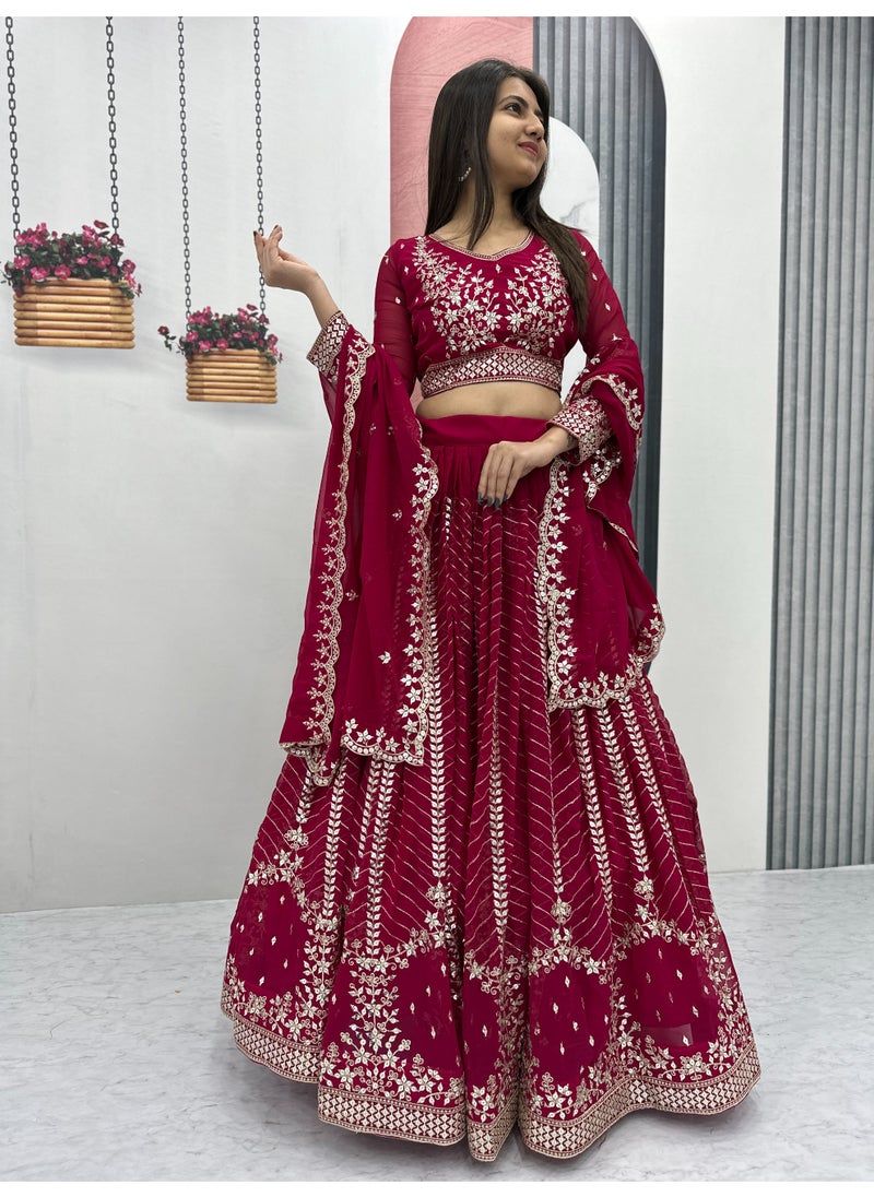 Super Asian Premium Heavy Faux Georgette Embroidered Lehenga Choli Set for Women – Fully Stitched with Dupatta  - Image 1