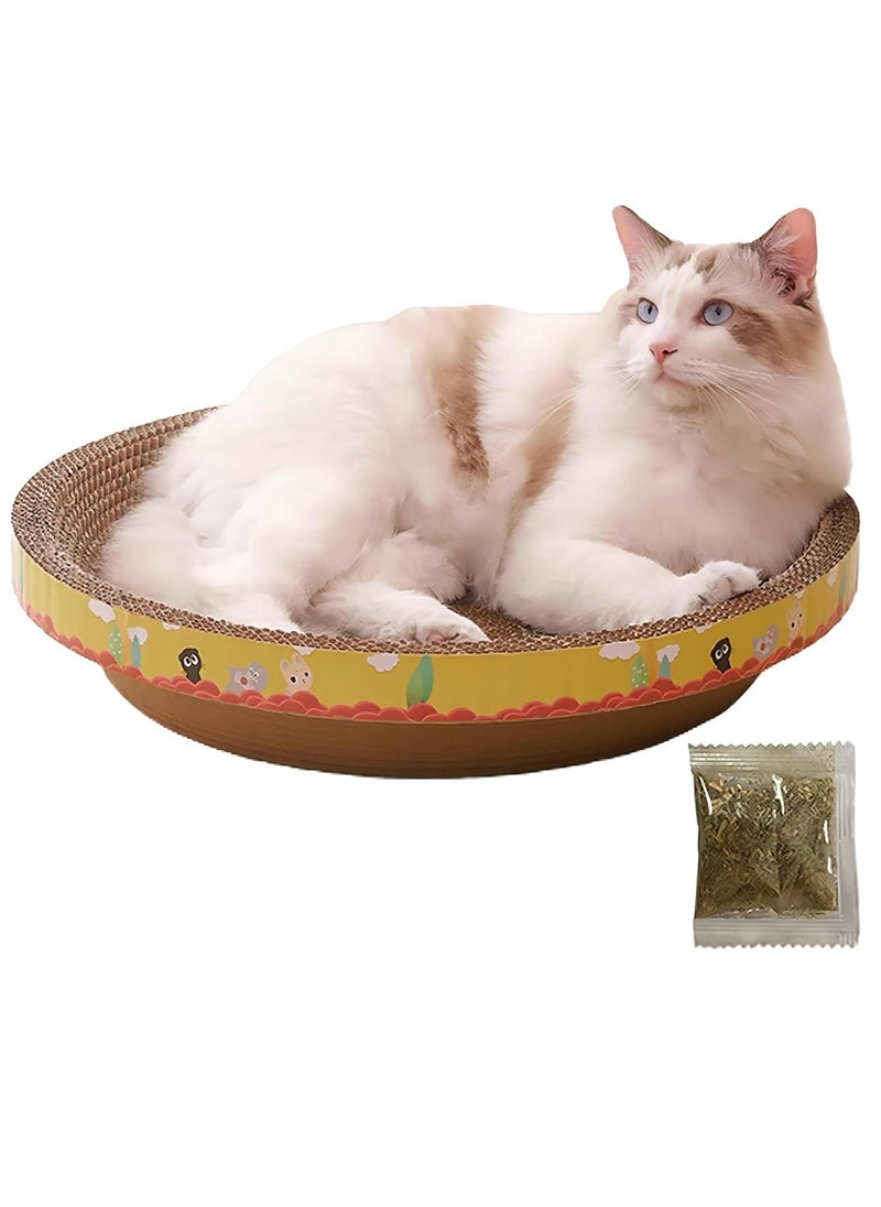 Cool Baby COOLBABY Round Corrugated Scratch Pad Scratching Bed Training Toy Nest House Cat Scratcher Cardboard for Sleeping Indoor Cats Small Medium Large Cats, 50cmx12cm  - Image 1