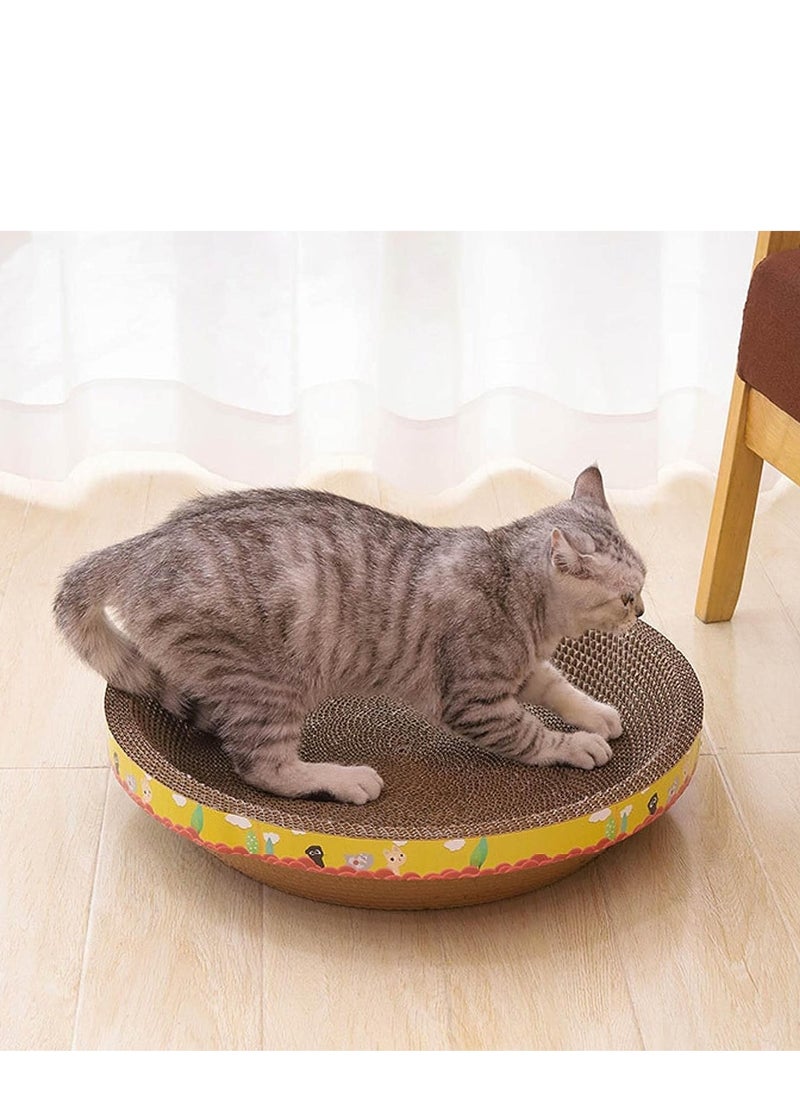 Cool Baby COOLBABY Round Corrugated Scratch Pad Scratching Bed Training Toy Nest House Cat Scratcher Cardboard for Sleeping Indoor Cats Small Medium Large Cats, 50cmx12cm  - Image 3