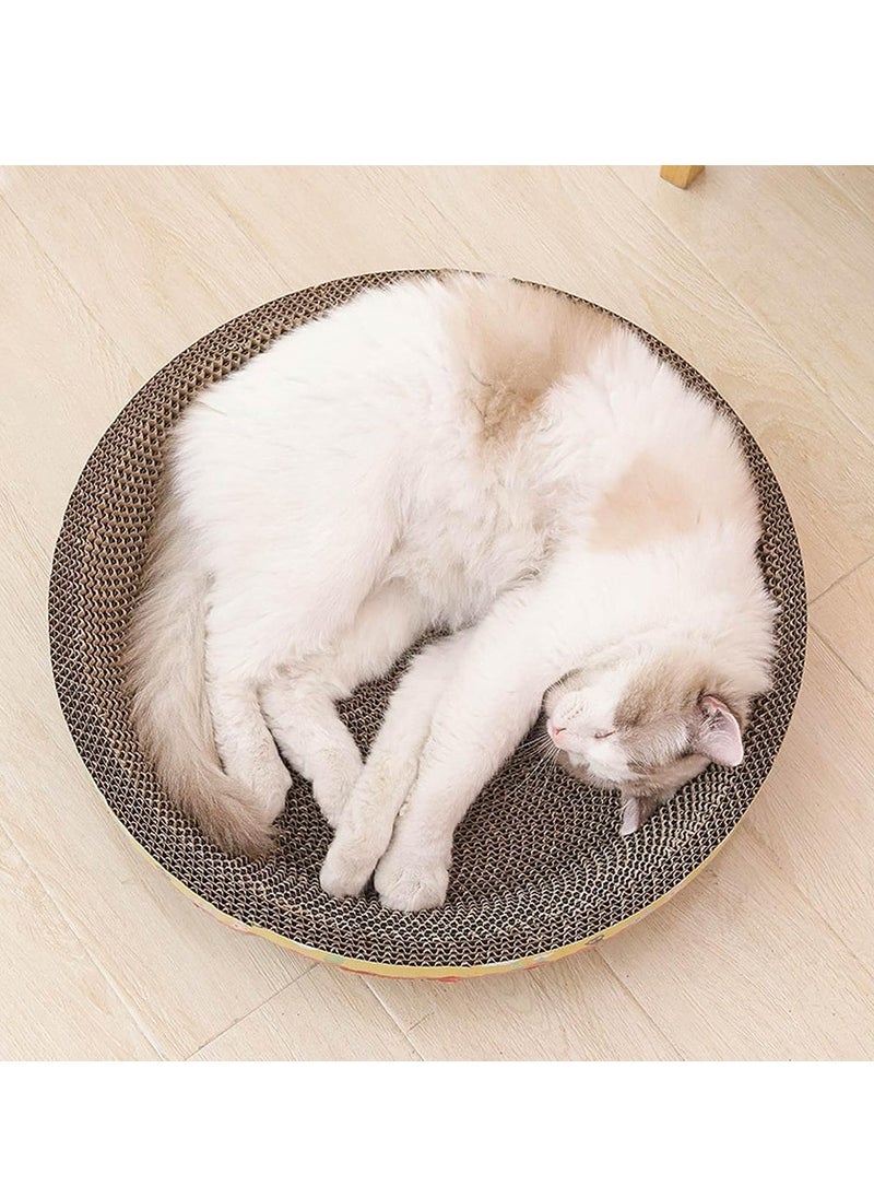 Cool Baby COOLBABY Round Corrugated Scratch Pad Scratching Bed Training Toy Nest House Cat Scratcher Cardboard for Sleeping Indoor Cats Small Medium Large Cats, 50cmx12cm  - Image 5