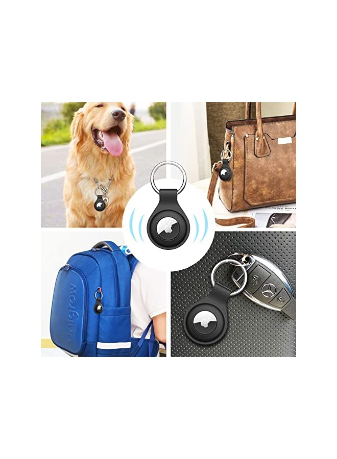 Jetech Silicone Case for AirTag 2021 with Keychain, Protective Air Tag Holder, Portable Keyring Cover, Easy Installation, 2-Pack (Black) - Image 2