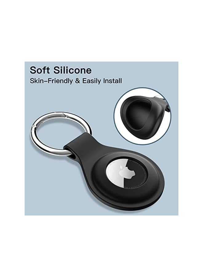 Jetech Silicone Case for AirTag 2021 with Keychain, Protective Air Tag Holder, Portable Keyring Cover, Easy Installation, 2-Pack (Black) - Image 3