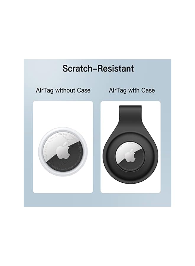 Jetech Silicone Case for AirTag 2021 with Keychain, Protective Air Tag Holder, Portable Keyring Cover, Easy Installation, 2-Pack (Black) - Image 5