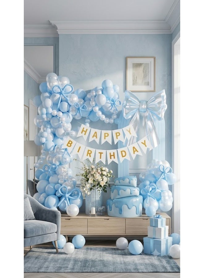 53 Pcs Pink Happy Birthday Full Party Decoration Combo Set with Balloon Garland, Paper Banner, Bow Decor, Cake Table Backdrop and Party Props - Image 2