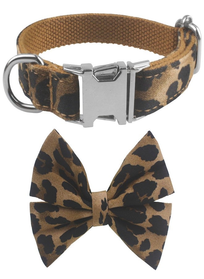 YOY Soft Comfortable Adjustable Leopard Print Pet Collar with Bowtie, Cute Cat Collar and Leash Set for Small Dogs Cats Kitten, Puppy Kitty Grooming Doggy Accessories, Length 8"-13" - Image 4