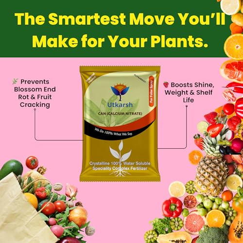 Utkarsh Calcium Nitrate Fertilizer for Plants Home Garden | 100% Water Soluble Foliar Spray Nutrition, Promotes & Boosts Healthy Flower and Fruit Growth (900 gm; Pack of 1) - Image 2