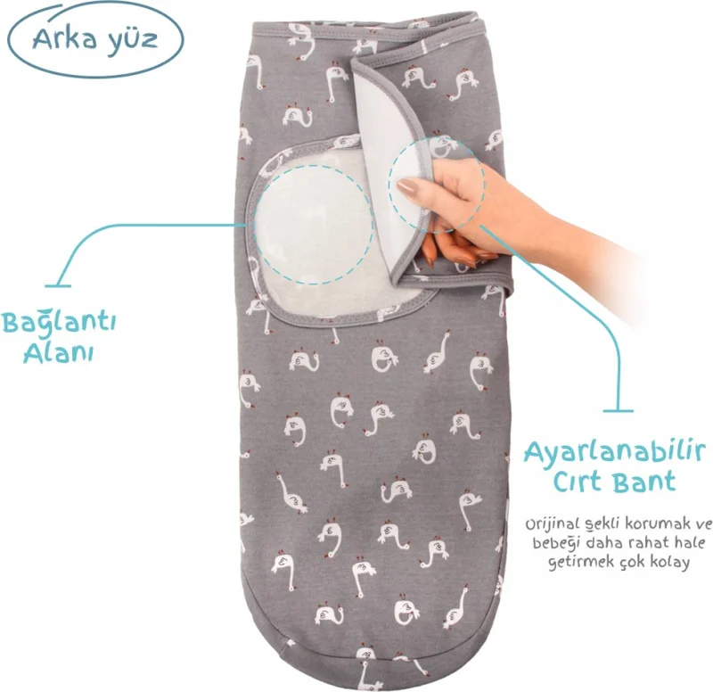 Sevi Bebe Interlock Baby Swaddle ART-118 Swan Pattern Swan Pattern