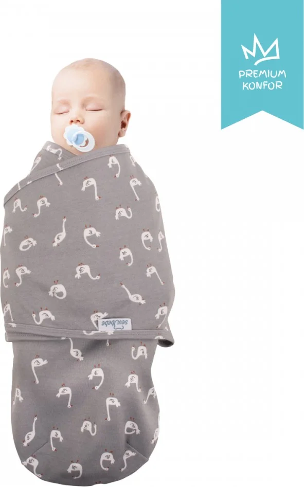 Sevi Bebe Interlock Baby Swaddle ART-118 Swan Pattern Swan Pattern