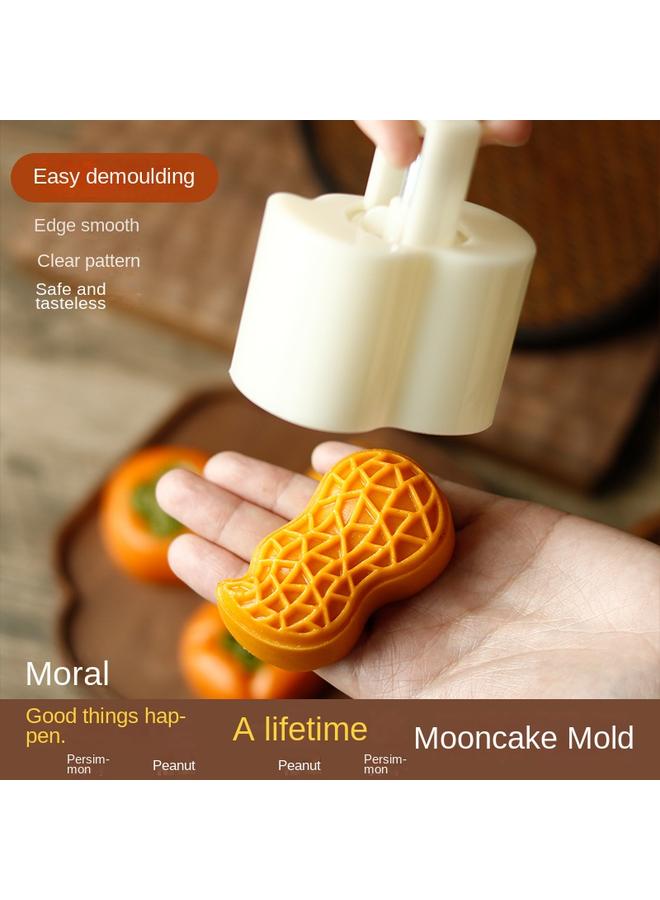 Bluejw Persimmon Moon Cake Mold Peanut Household Creative Hand Pressure Mold Model Printing Tool Mung Bean Cake Baking Mold - Image 4