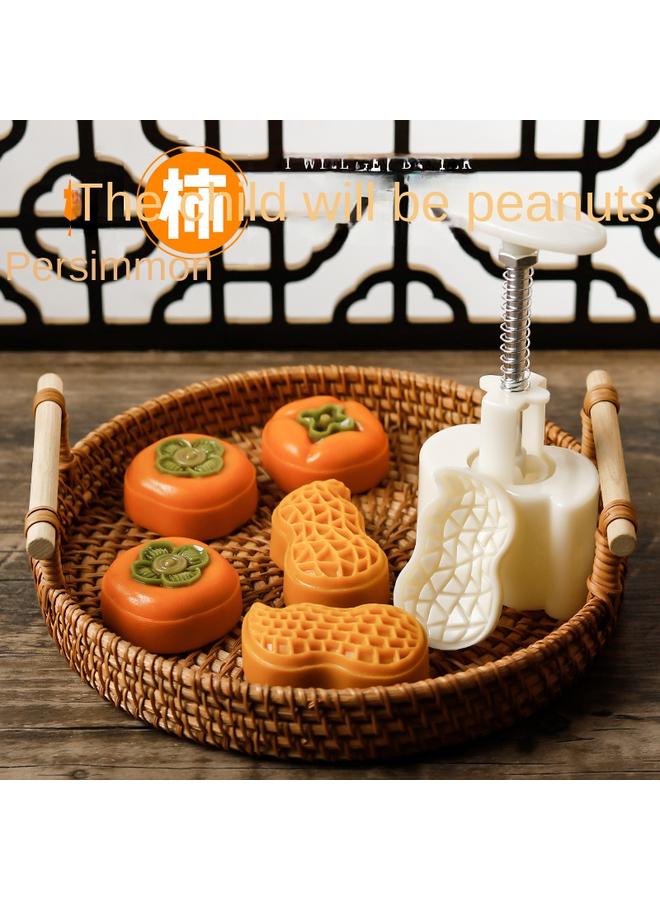Bluejw Persimmon Moon Cake Mold Peanut Household Creative Hand Pressure Mold Model Printing Tool Mung Bean Cake Baking Mold - Image 3