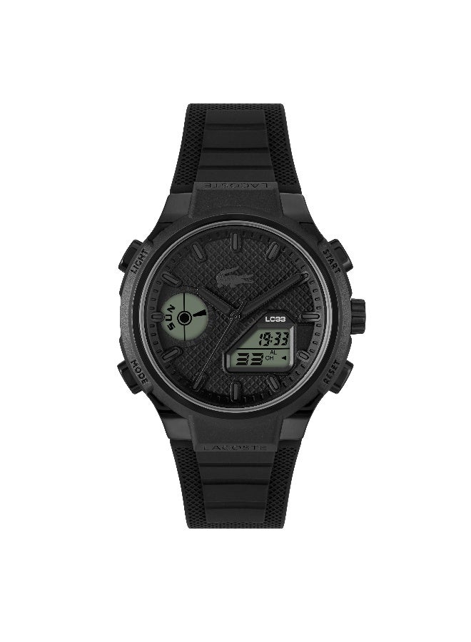 Lacoste Lc33 Men's Quartz Watch with Black Dial and Black Silicone Strap - 2011447 - Image 2