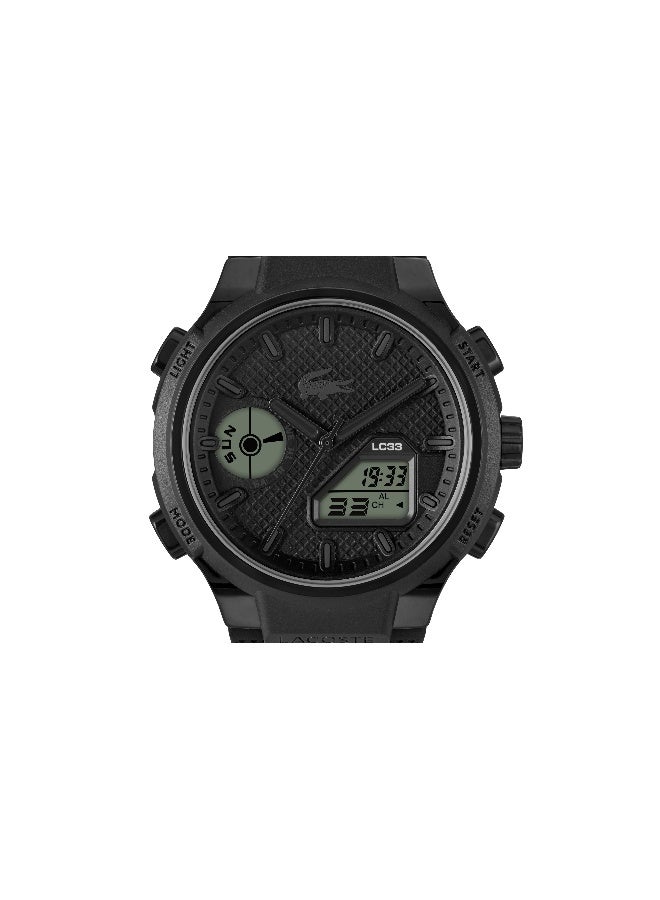 Lacoste Lc33 Men's Quartz Watch with Black Dial and Black Silicone Strap - 2011447 - Image 5